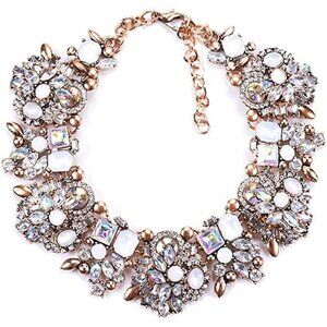 𝅺🆕 Stunning Statement Necklace Colorful Glass Crystal Collar Choker SEXY NWT 👀